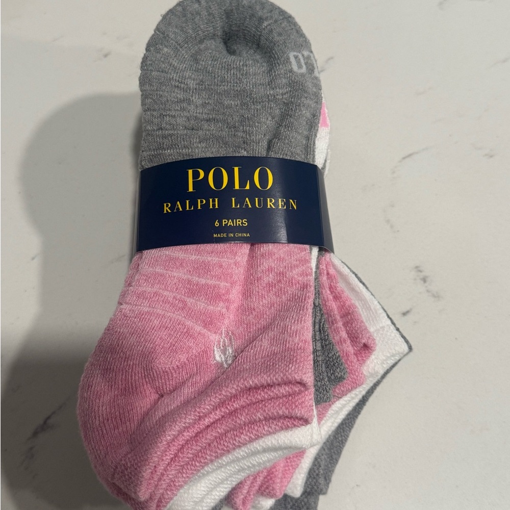 Polo by Ralph Lauren No-Show Sock 6-Pack in Pink, Gray, White